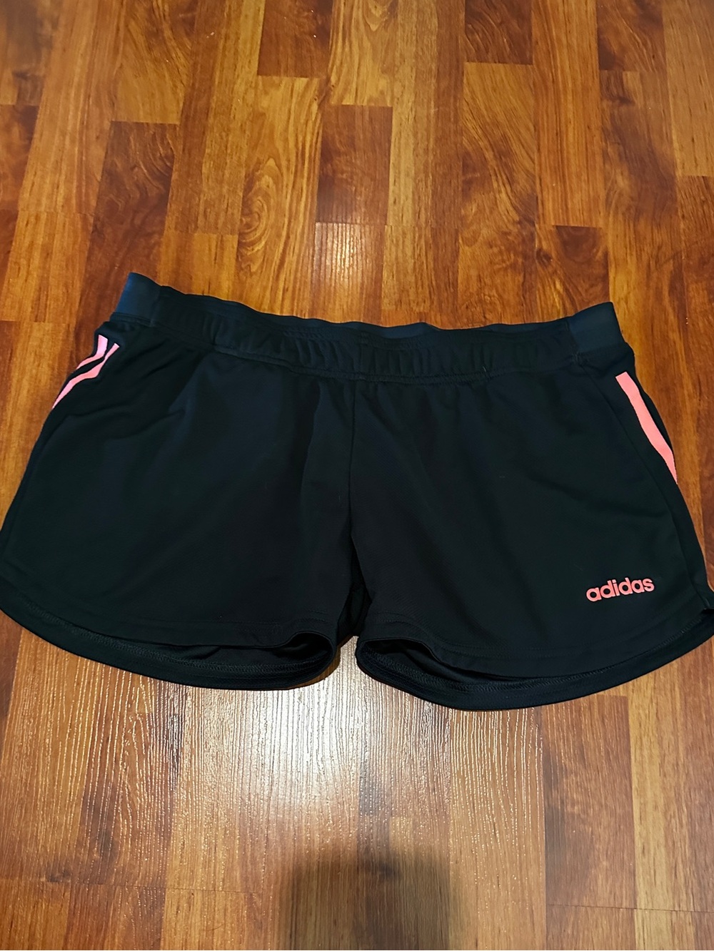 adidas Women's Black Athletic Shorts with Pink Accents